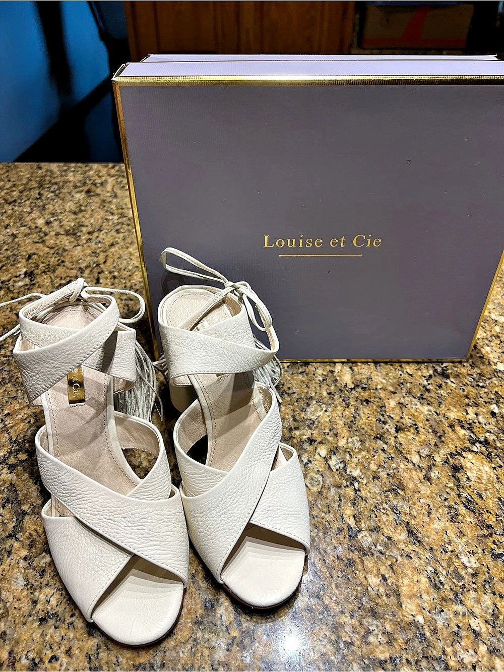 Louise et Cie White Ankle-Strap Heels US 7